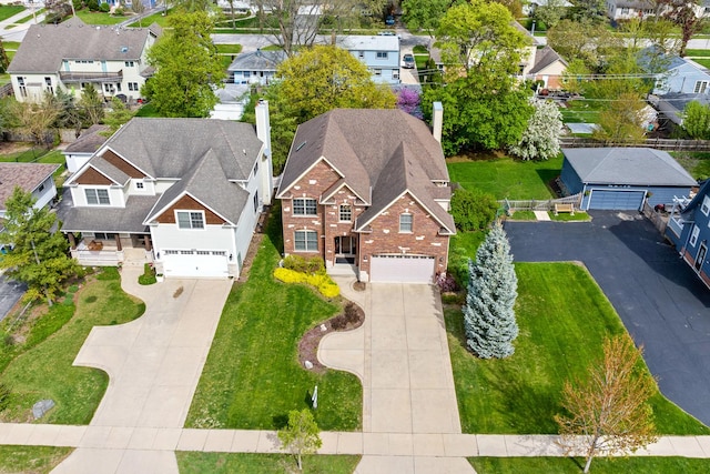 aerial view with a residential view