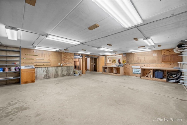 garage featuring a workshop area