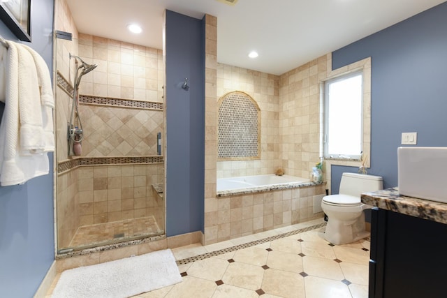 111 Grace Ln, Fox River Grove, IL 60021 - full bathroom with tile patterned flooring, a stall shower, toilet, and a bath