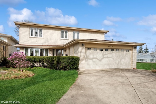 6920 N Avers Ave, Lincolnwood, IL 60712 - traditional-style house with a front lawn, driveway, brick siding, and a garage