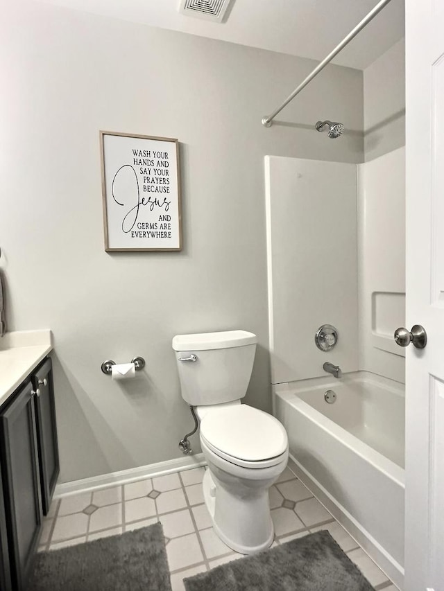 102 W Auburndale Ave, Cortland, IL 60112 - full bath featuring vanity, toilet, baseboards, shower / tub combination, and tile patterned floors