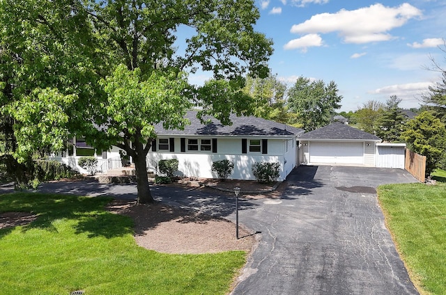 15150 109th Ave, Orland Park, IL 60467 - ranch-style home featuring a front lawn, a garage, a shingled roof, and stucco siding