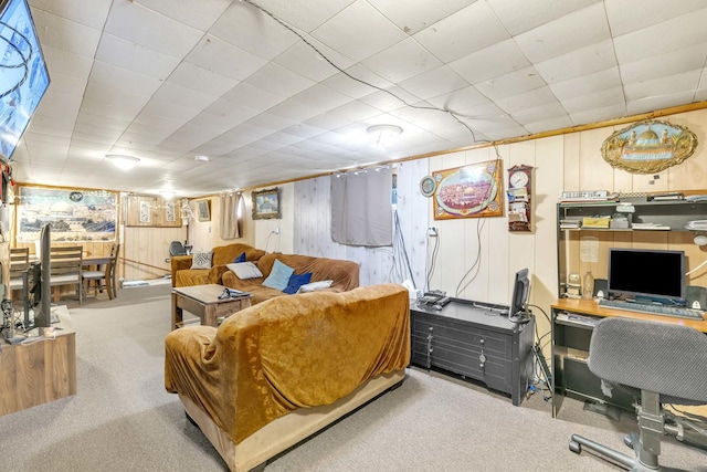 living area with carpet flooring