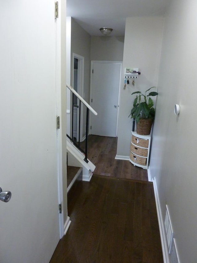 275 London Pl Unit 275, Wheeling, IL 60090 - hall featuring visible vents, baseboards, stairs, and wood finished floors