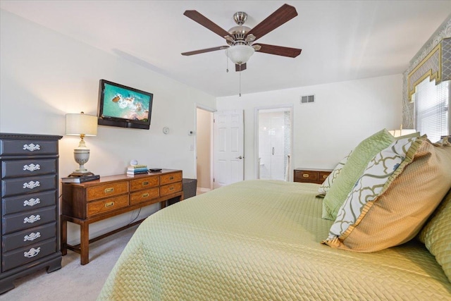 401 Aurora Ct, Vernon Hills, IL 60061 - carpeted bedroom with visible vents, a ceiling fan, and ensuite bathroom