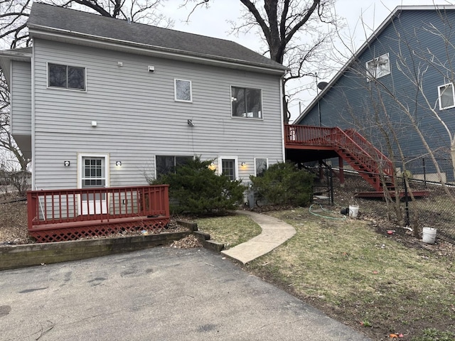 638 Virgil Ave, Elgin, IL 60120 - back of house with stairway, a deck, and a patio