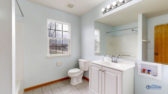 153 Christine Way, Bolingbrook, IL 60440 - full bathroom featuring vanity, visible vents, toilet, tile patterned floors, and baseboards
