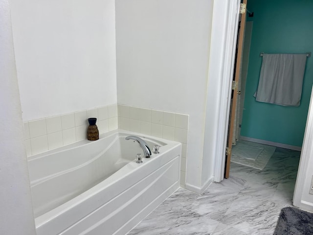370 W Asbury Dr, Round Lake, IL 60073 - full bath featuring marble finish floors, a garden tub, and baseboards