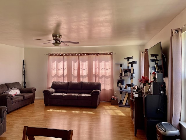 370 W Asbury Dr, Round Lake, IL 60073 - living room featuring wood finished floors and a ceiling fan