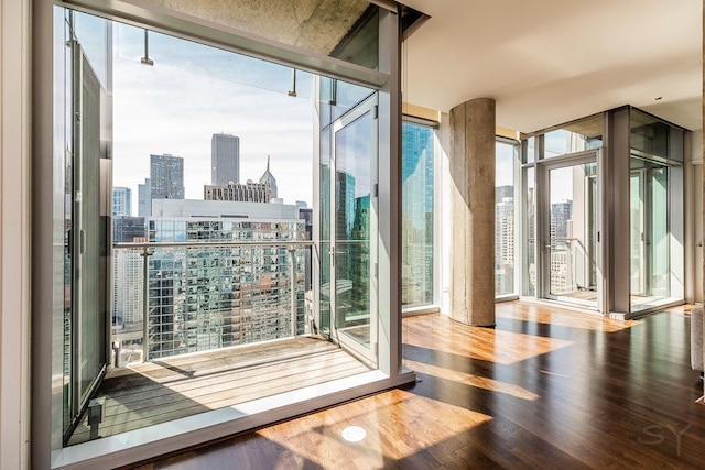 600 N Fairbanks Ct Unit 3610, Chicago, IL 60611 - entryway with a city view, wood finished floors, and floor to ceiling windows