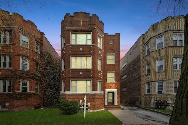 view of property at dusk