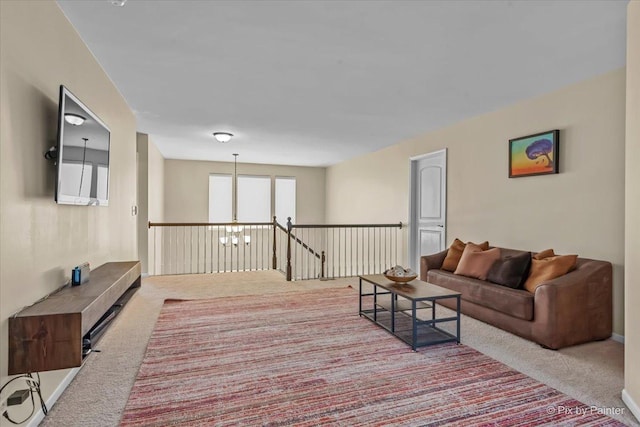 living area with carpet flooring