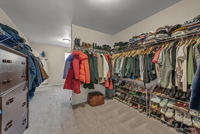spacious closet with carpet floors