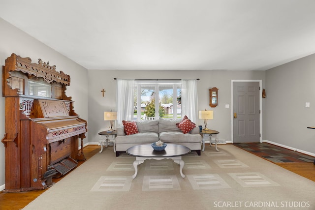 living room featuring baseboards and wood finished floors