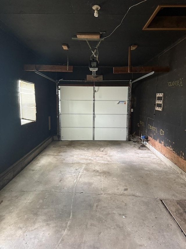 garage with a garage door opener