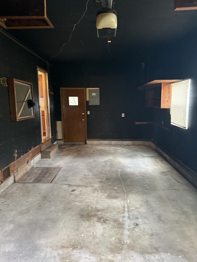 garage with a garage door opener
