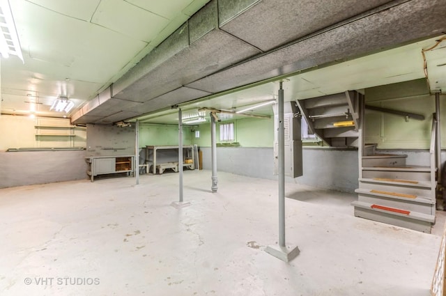 basement featuring stairway