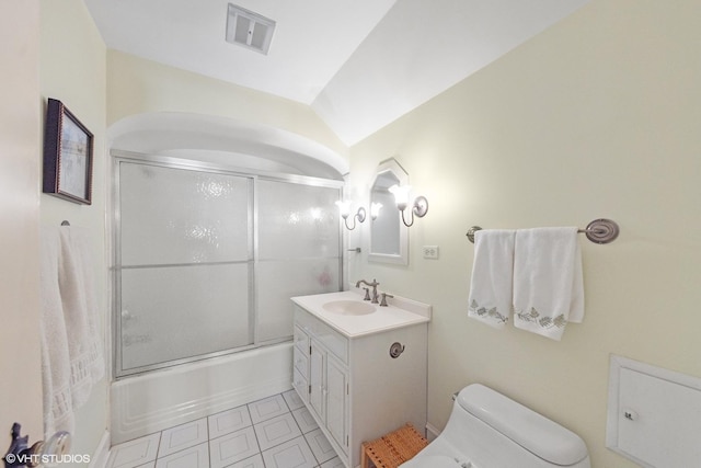3916 Franklin Ave, Western Springs, IL 60558 - bathroom featuring toilet, shower / bath combination with glass door, vanity, and visible vents