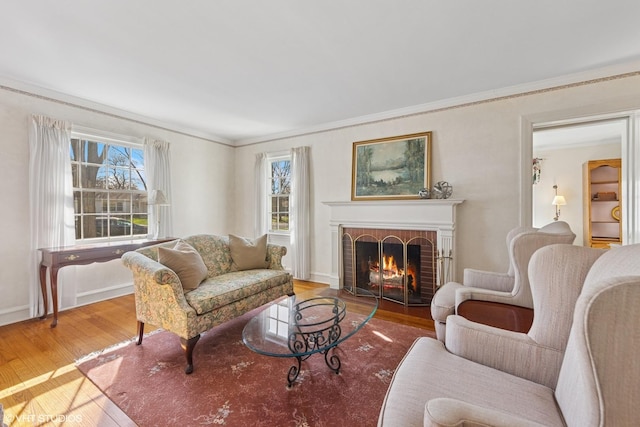 3916 Franklin Ave, Western Springs, IL 60558 - living room featuring ornamental molding, wood finished floors, and a healthy amount of sunlight