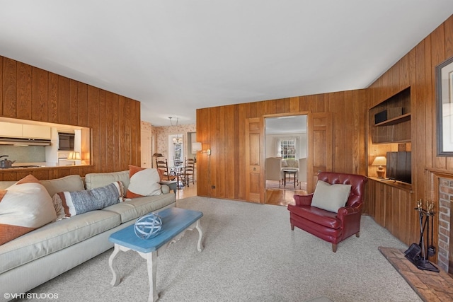 3916 Franklin Ave, Western Springs, IL 60558 - carpeted living area with wooden walls
