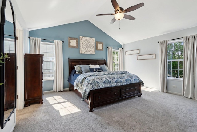 18485 W Springwood Dr, Grayslake, IL 60030 - carpeted bedroom with vaulted ceiling and ceiling fan