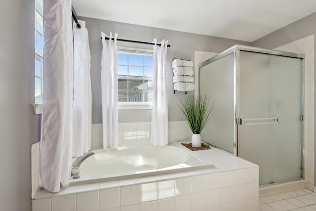 18485 W Springwood Dr, Grayslake, IL 60030 - bathroom with a shower stall, a garden tub, and tile patterned flooring