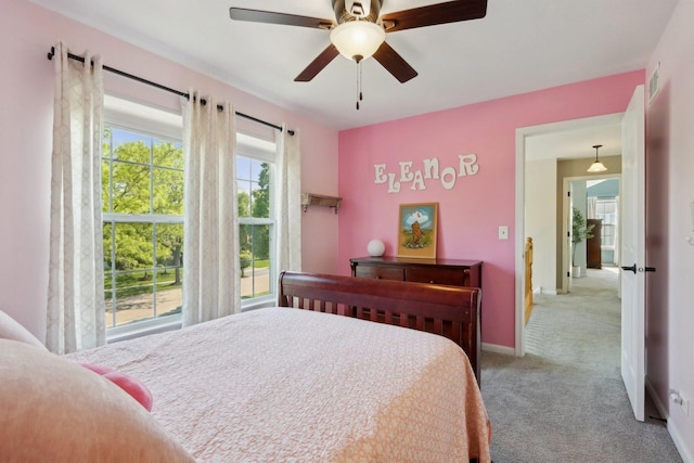 18485 W Springwood Dr, Grayslake, IL 60030 - bedroom with carpet flooring, baseboards, and a ceiling fan