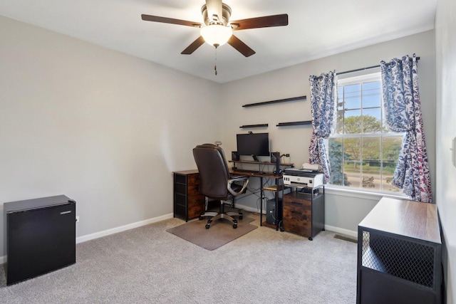 18485 W Springwood Dr, Grayslake, IL 60030 - office featuring a ceiling fan, baseboards, and light colored carpet