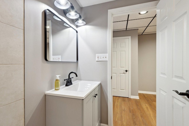 18485 W Springwood Dr, Grayslake, IL 60030 - bathroom with wood finished floors, vanity, and baseboards