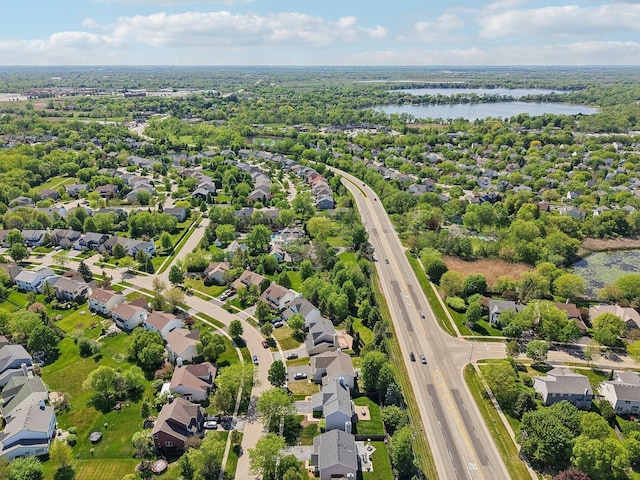 18485 W Springwood Dr, Grayslake, IL 60030 - aerial perspective of suburban area with a main thoroughfare and a large body of water