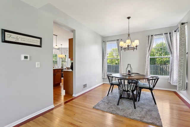 18485 W Springwood Dr, Grayslake, IL 60030 - dining area featuring a chandelier, light wood finished floors, and healthy amount of natural light