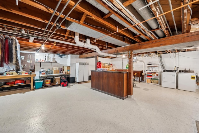 130 3rd St, Bloomingdale, IL 60108 - unfinished basement featuring washer and clothes dryer