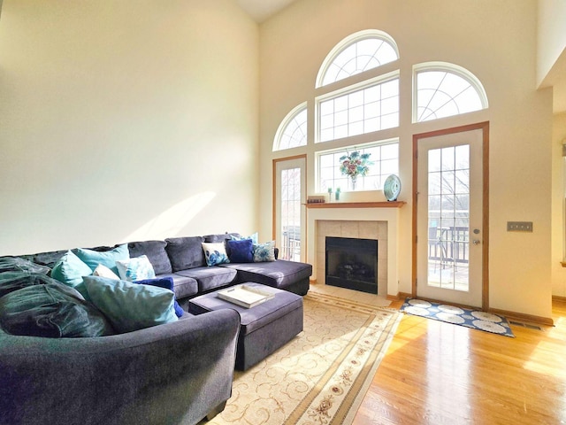 140 River Mist Dr, Oswego, IL 60543 - entryway with wood finished floors, plenty of natural light, baseboards, a high ceiling, and recessed lighting
