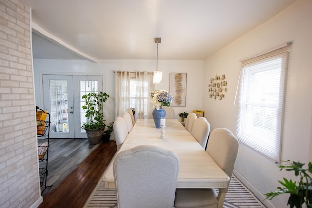 732 N Dearborn Ave, Kankakee, IL 60901 - dining area with french doors, dark wood-style flooring, and baseboards