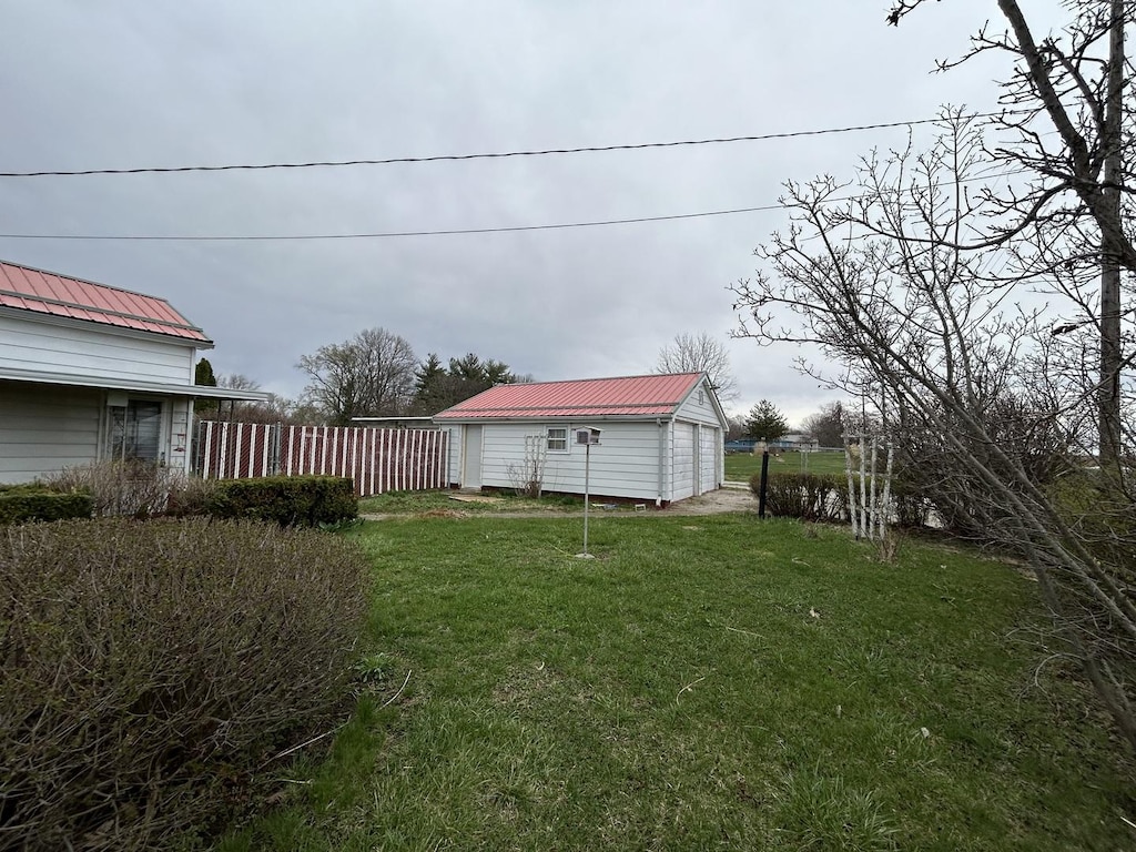 2411 S State St, Westville, IL 61883 - view of yard featuring an outbuilding, a detached garage, and fence