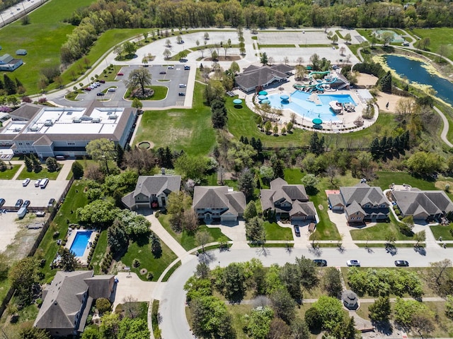 6433 Davidson Ct, Gurnee, IL 60031 - aerial view of property's location with a pool area and a nearby body of water