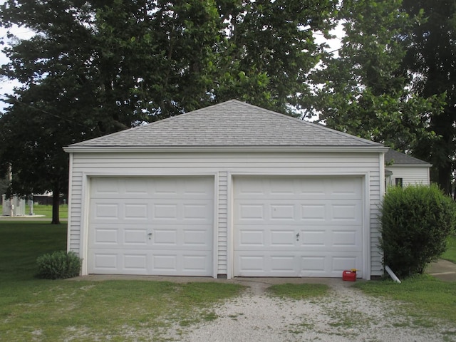 view of detached garage