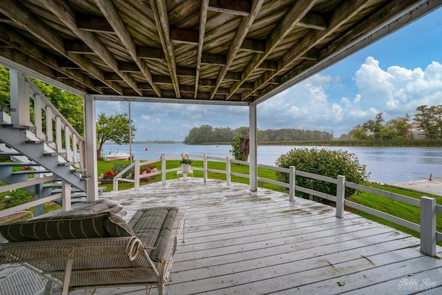 42136 N 7th Ave, Antioch, IL 60002 - wooden deck featuring stairway and a water view