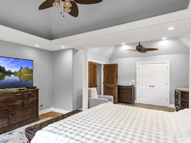 41W050 Stoneridge Ln, Elgin, IL 60124 - bedroom with vaulted ceiling, baseboards, and wood finished floors
