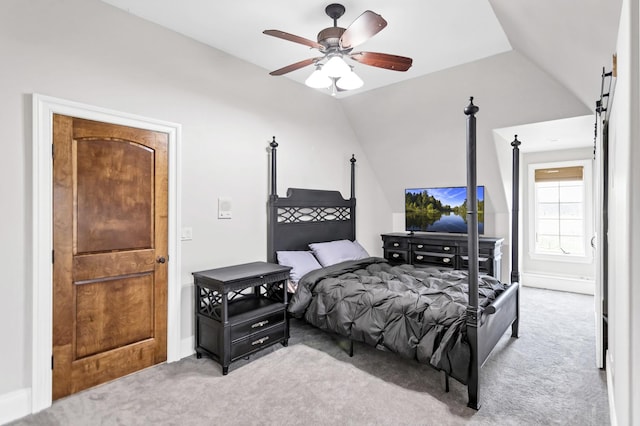 41W050 Stoneridge Ln, Elgin, IL 60124 - carpeted bedroom with ceiling fan, lofted ceiling, and baseboards
