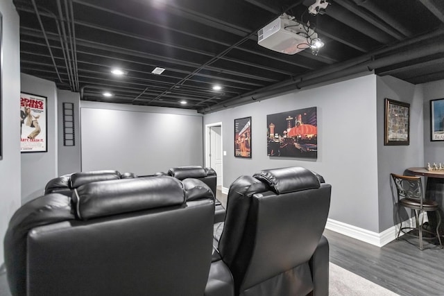 41W050 Stoneridge Ln, Elgin, IL 60124 - home theater with dark wood-style flooring, baseboards, and recessed lighting
