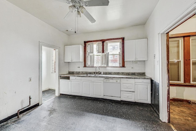 7658 S Laflin St, Chicago, IL 60620 - kitchen with white cabinets, tasteful backsplash, and white dishwasher