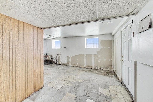 7658 S Laflin St, Chicago, IL 60620 - basement featuring wood walls and a drop ceiling