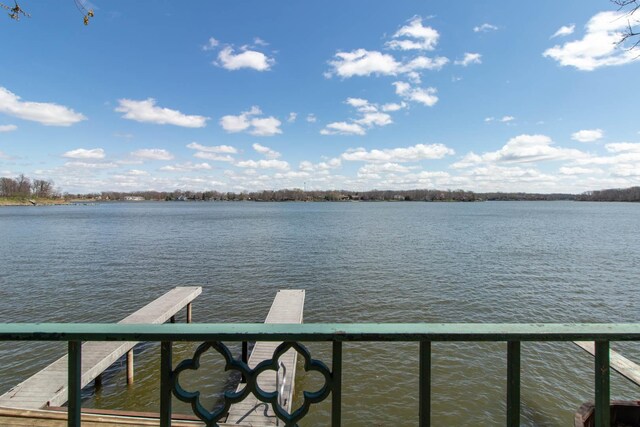property view of water with a boat dock