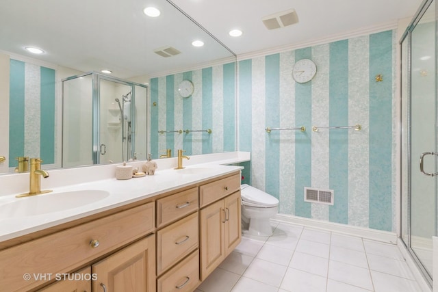 full bath featuring a sink, visible vents, and tile patterned flooring