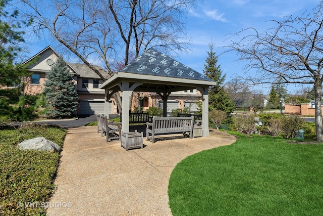 view of yard featuring a gazebo and a patio