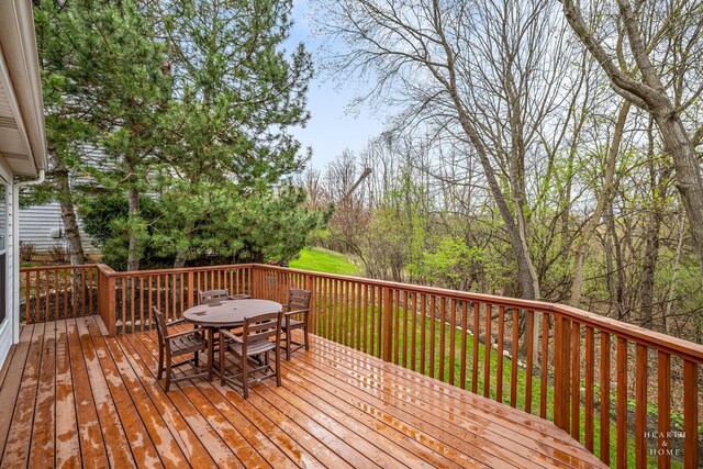 803 Pleasant Dr, Fox River Grove, IL 60021 - wooden terrace with outdoor dining space