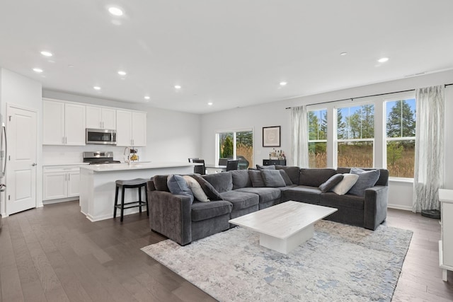 2830 Kessler Dr, Mundelein, IL 60060 - living area with recessed lighting and dark wood-style floors