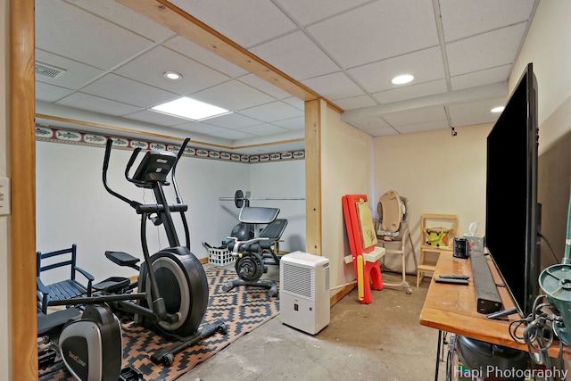 36603 N Iola Ave, Ingleside, IL 60041 - workout area featuring visible vents, a drop ceiling, and recessed lighting