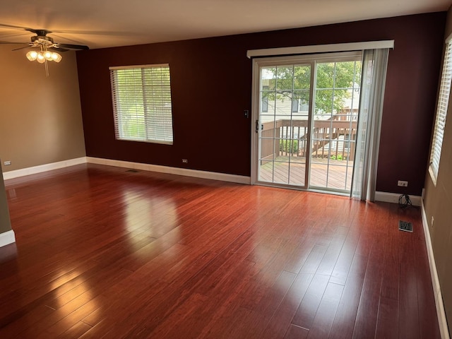 1314 Sandhurst Ln Unit 1314, South Elgin, IL 60177 - empty room with a ceiling fan, wood finished floors, and baseboards